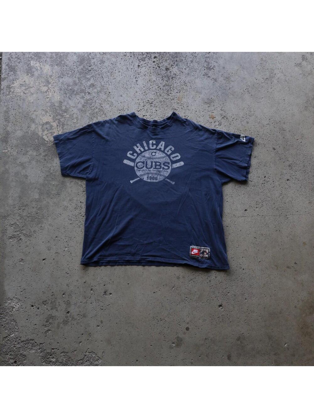 Vintage Y2K Nike Chicago Cubs T Shirt Mens 2XL Navy MLB Cooperstown Tee